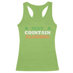 Funny May Contain Alcohol Racerback Tank Top Irish Beer Drinking St Patrick's Day Shamrock TS11 Lime Print Your Wear