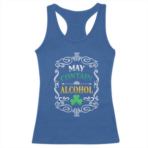 Funny May Contain Alcohol Racerback Tank Top Irish Beer Drinking St Patrick's Day TS11 Royal Blue Print Your Wear