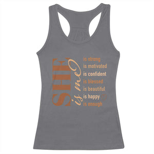 Woman Affirmation Racerback Tank Top She Is Strong Motivated Confident Blessed Beautiful Melanin TS11 Charcoal Print Your Wear