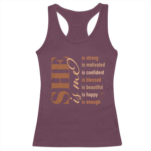 Woman Affirmation Racerback Tank Top She Is Strong Motivated Confident Blessed Beautiful Melanin TS11 Maroon Print Your Wear