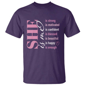 Woman Affirmation T Shirt She Is Strong Motivated Confident Blessed Beautiful TS11 Purple Print Your Wear