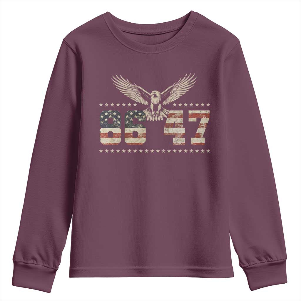 Funny Vintage 86 47 Youth Sweatshirt Eagle Vintage American Flag TS11 Maroon Print Your Wear