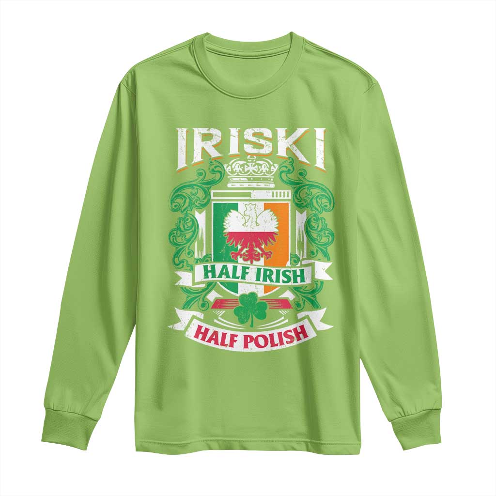Iriski Half Irish Half Polish Long Sleeve Shirt Polish St Patricks Day Eagle TS11 Lime Print Your Wear