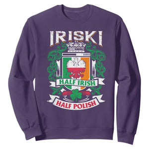 Iriski Half Irish Half Polish Sweatshirt Polish St Patricks Day Eagle TS11 Purple Print Your Wear