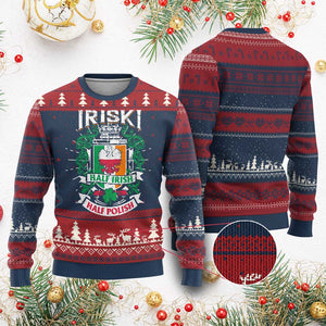 Iriski Half Irish Half Polish Knit Sweatshirt Polish St Patricks Day Eagle TS11 Burgundy Print Your Wear