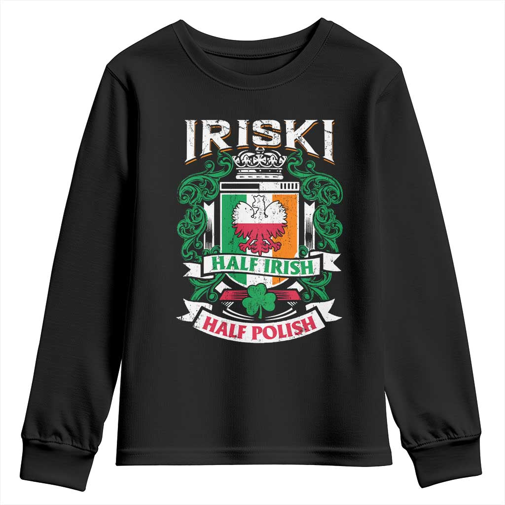 Iriski Half Irish Half Polish Youth Sweatshirt Polish St Patricks Day Eagle TS11 Black Print Your Wear