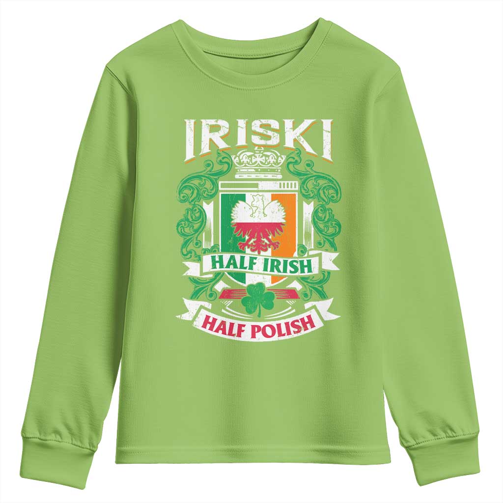Iriski Half Irish Half Polish Youth Sweatshirt Polish St Patricks Day Eagle TS11 Lime Print Your Wear