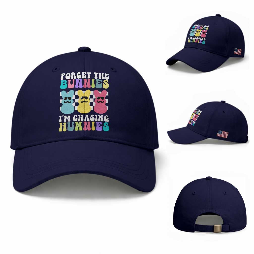 Funny Easter Forget The Bunnies I Am Chasing Hunnies Baseball Cap TS11 Baseball Cap Universal Fit Dark Blue Print Your Wear