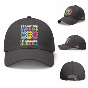 Funny Easter Forget The Bunnies I Am Chasing Hunnies Baseball Cap TS11 Baseball Cap Universal Fit Dark Gray Print Your Wear