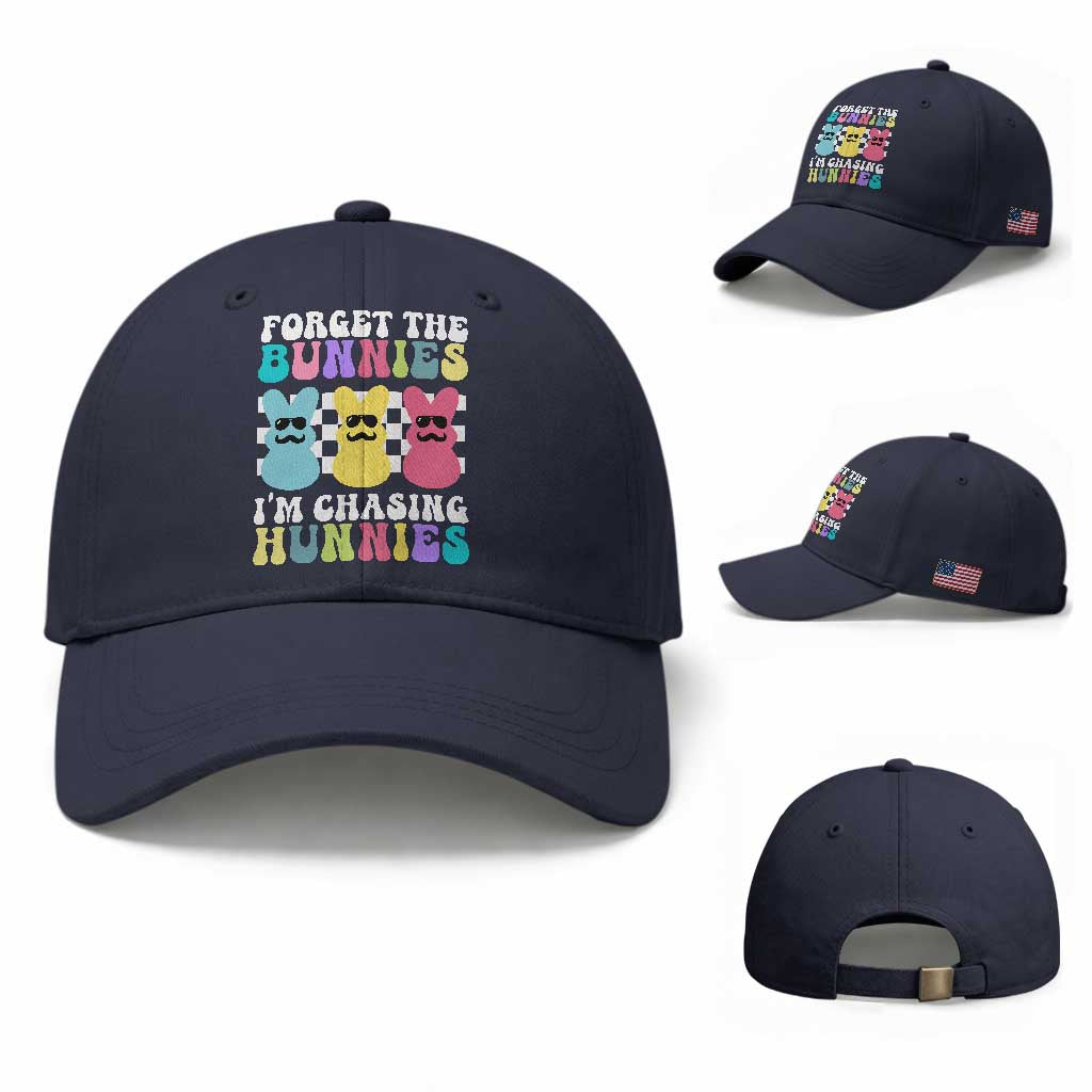 Funny Easter Forget The Bunnies I Am Chasing Hunnies Baseball Cap TS11 Baseball Cap Universal Fit Navy Print Your Wear