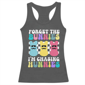 Funny Easter Forget The Bunnies I Am Chasing Hunnies Racerback Tank Top TS11 Dark Heather Print Your Wear