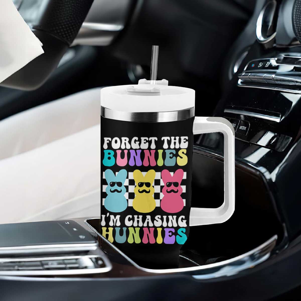 Funny Easter Forget The Bunnies I Am Chasing Hunnies Tumbler With Handle TS11 Print Your Wear