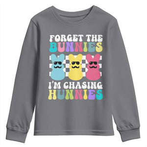Funny Easter Forget The Bunnies I Am Chasing Hunnies Youth Sweatshirt TS11 Charcoal Print Your Wear