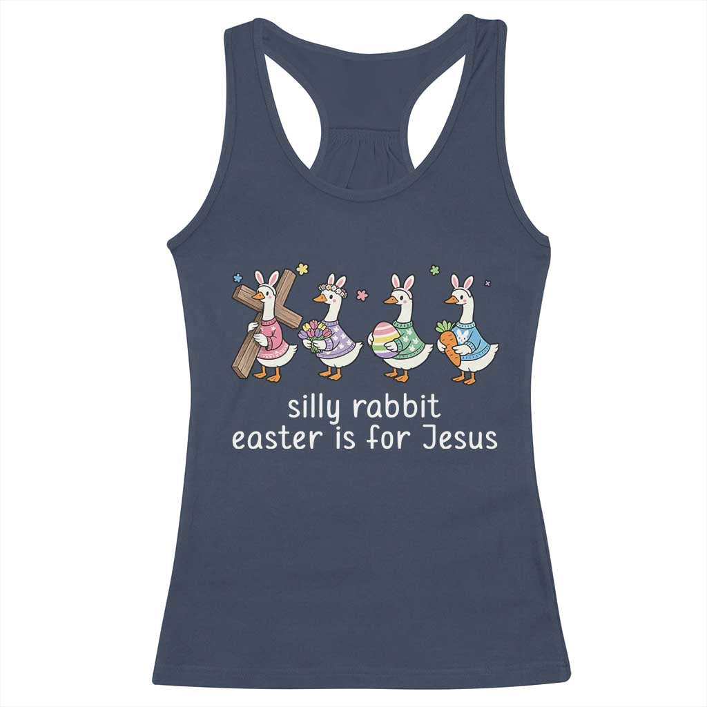 Funny Easter Day Silly Goose Racerback Tank Top Silly Rabbit Easter Is For Jesus TS11 Navy Print Your Wear