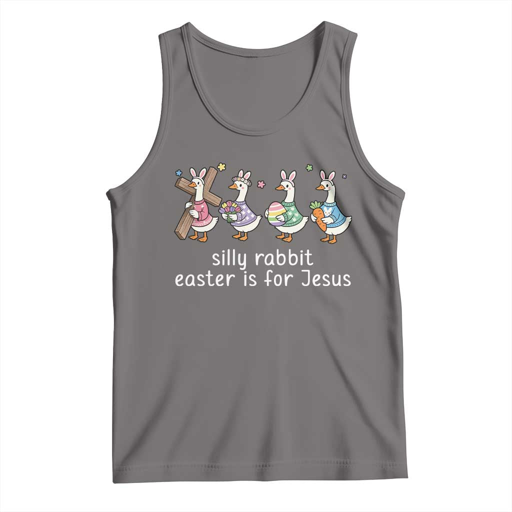 Funny Easter Day Silly Goose Tank Top Silly Rabbit Easter Is For Jesus TS11 Deep Heather Print Your Wear
