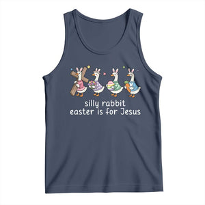 Funny Easter Day Silly Goose Tank Top Silly Rabbit Easter Is For Jesus TS11 Navy Print Your Wear