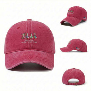 Funny Easter Day Silly Goose Washed Cotton Baseball Cap Silly Rabbit Easter Is For Jesus TS11 Washed Cap Universal Fit Red Print Your Wear