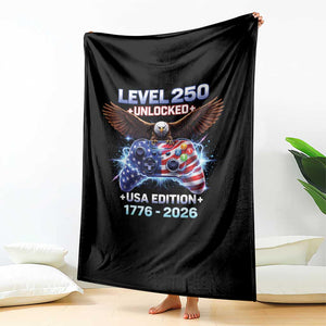 USA 250th Anniversary Gamer Throw Blanket Level 250 USA Edition 1776 2026 Bald Eagle TS11 Print Your Wear