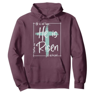 Easter He Is Risen Hoodie He Is Not Here Christian Cross TS11 Maroon Print Your Wear