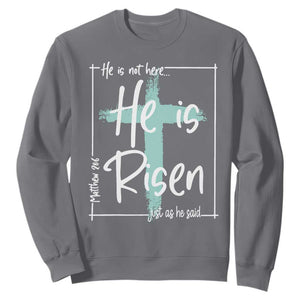 Easter He Is Risen Sweatshirt He Is Not Here Christian Cross TS11 Charcoal Print Your Wear