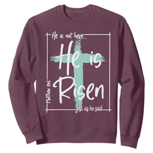 Easter He Is Risen Sweatshirt He Is Not Here Christian Cross TS11 Maroon Print Your Wear