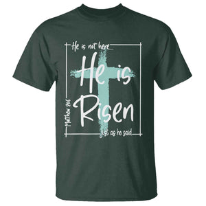 Easter He Is Risen T Shirt He Is Not Here Christian Cross TS11 Dark Forest Green Print Your Wear