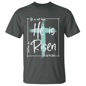 Easter He Is Risen T Shirt He Is Not Here Christian Cross TS11 Dark Heather Print Your Wear