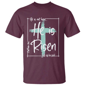 Easter He Is Risen T Shirt He Is Not Here Christian Cross TS11 Maroon Print Your Wear
