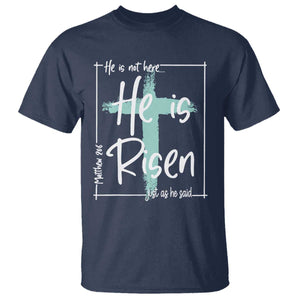 Easter He Is Risen T Shirt He Is Not Here Christian Cross TS11 Navy Print Your Wear