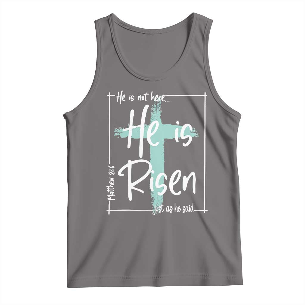 Easter He Is Risen Tank Top He Is Not Here Christian Cross TS11 Deep Heather Print Your Wear