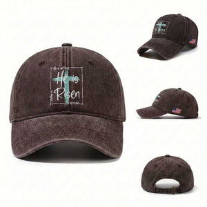 Easter He Is Risen Washed Cotton Baseball Cap He Is Not Here Christian Cross TS11 Washed Cap Universal Fit Dark Brown Print Your Wear
