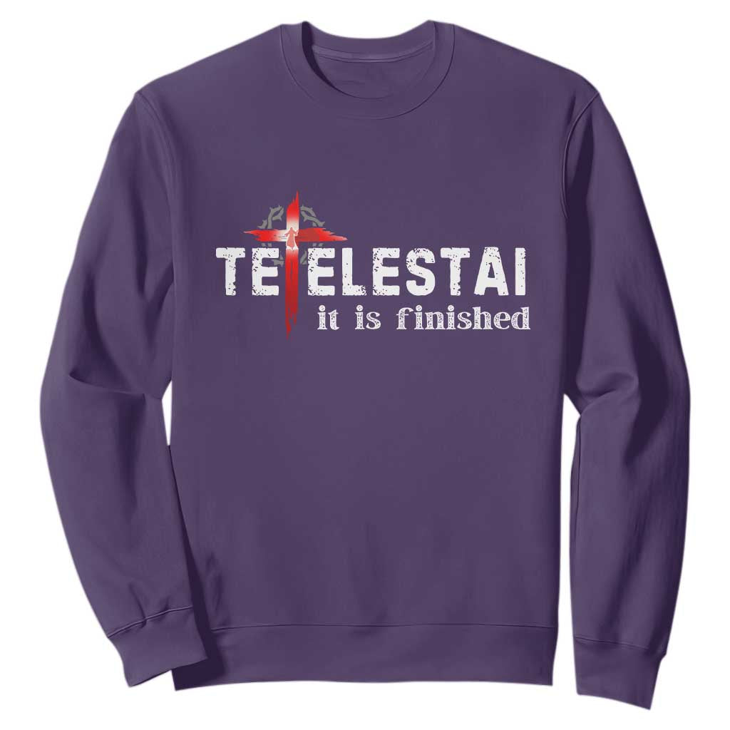 Tetelestai It Is Finished Sweatshirt Jesus Last Words Christian Easter TS11 Purple Print Your Wear