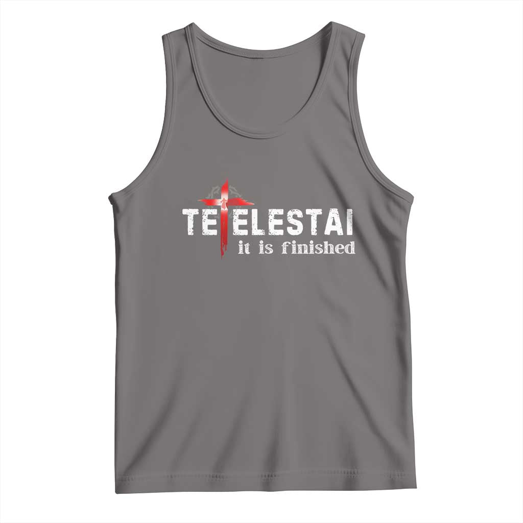 Tetelestai It Is Finished Tank Top Jesus Last Words Christian Easter TS11 Deep Heather Print Your Wear