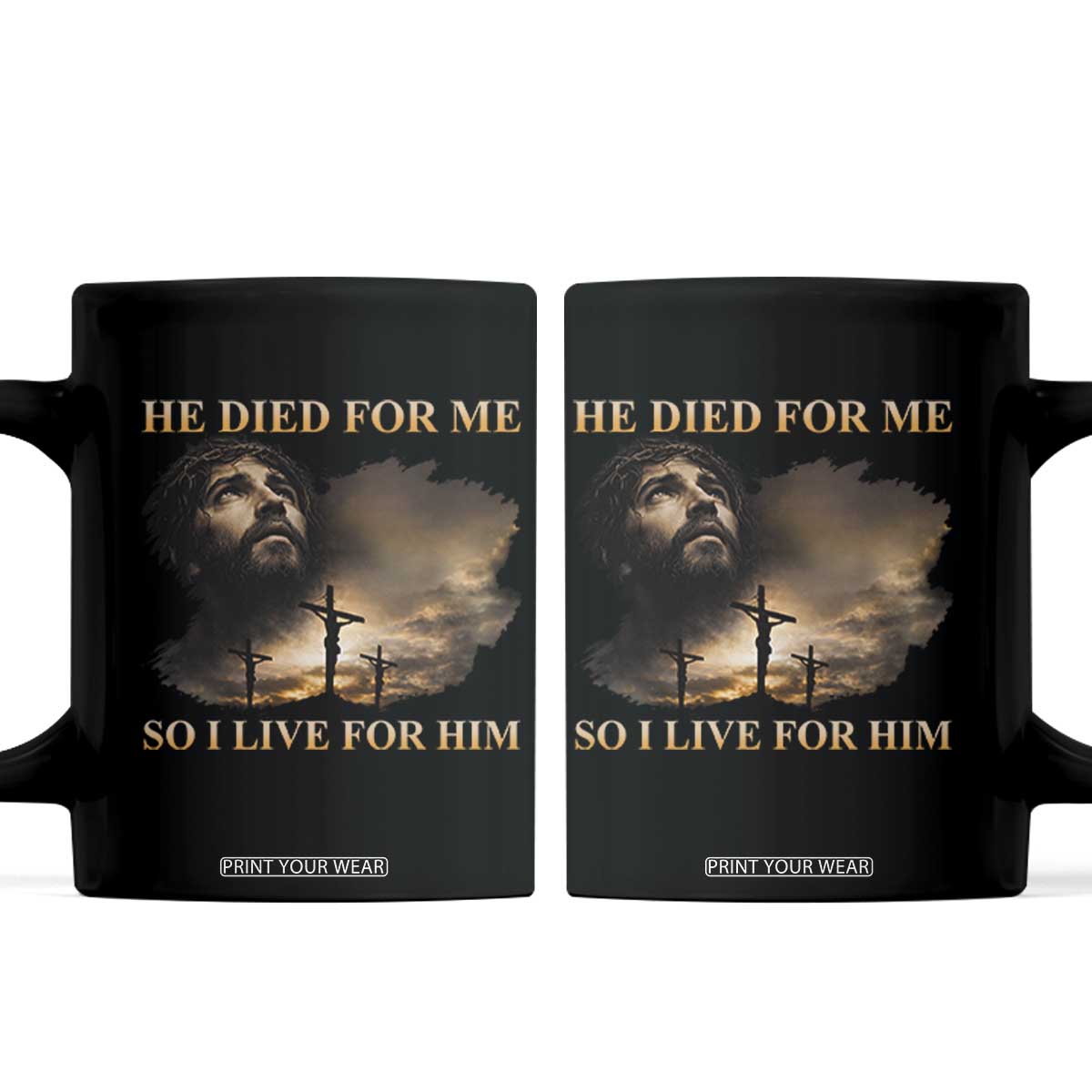 Jesus He Dided For Me So I Live For Him Coffee Mug Christian Religious Bible TS11 Black Print Your Wear