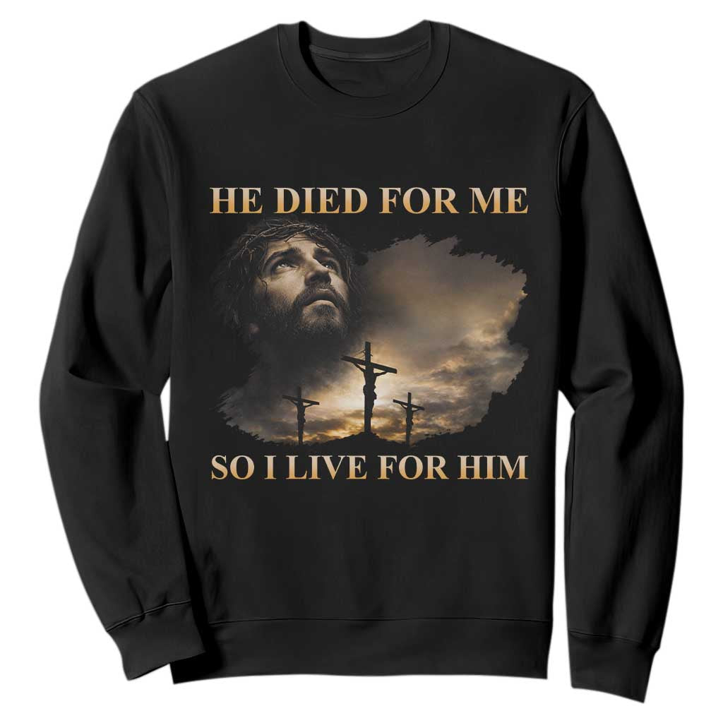 Jesus He Dided For Me So I Live For Him Sweatshirt Christian Religious Bible TS11 Black Print Your Wear
