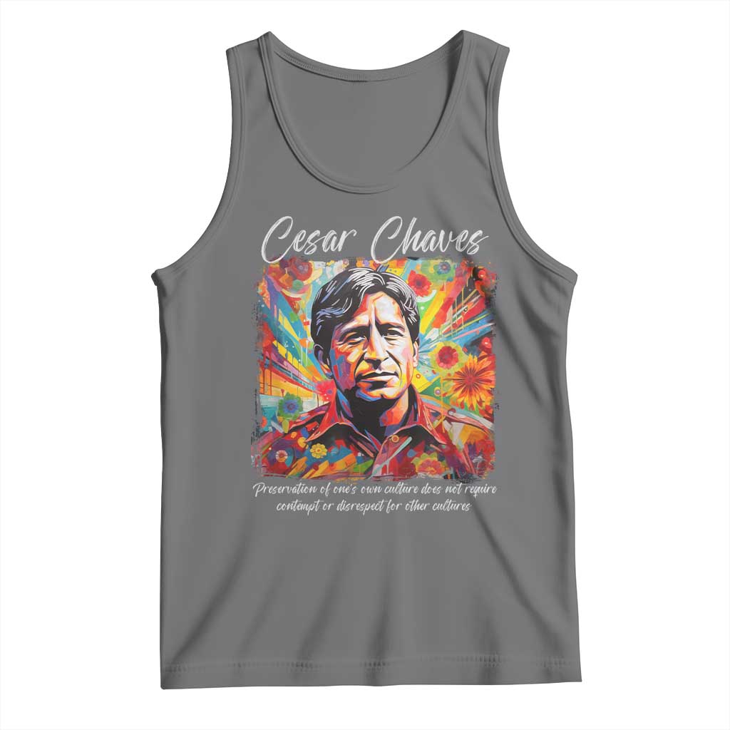Cesar Chavez Tank Top Preservation Of Ones Own Culture Does Not Require Contempt TS11 Black Heather Print Your Wear