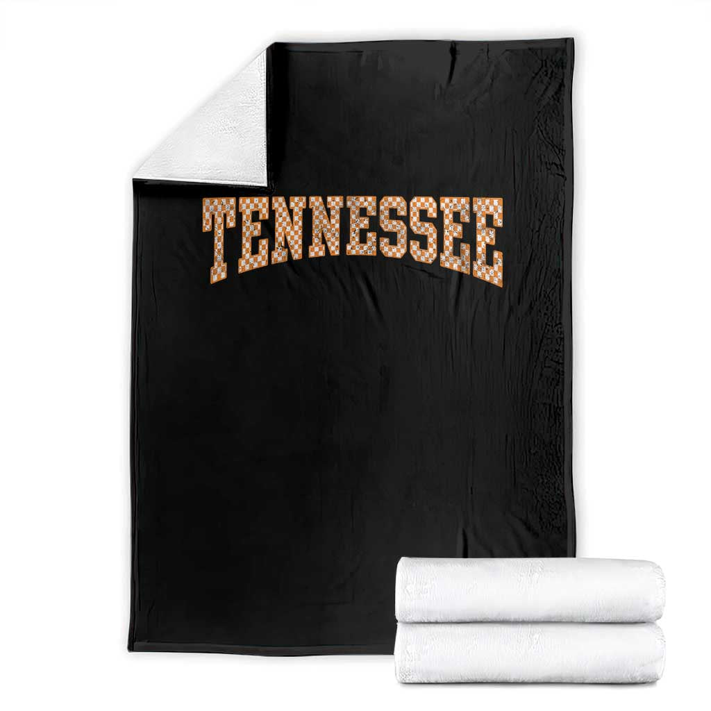 Tennessee Fan Throw Blanket Orange Retro Checkered Varsity TN State TS11 Black Print Your Wear