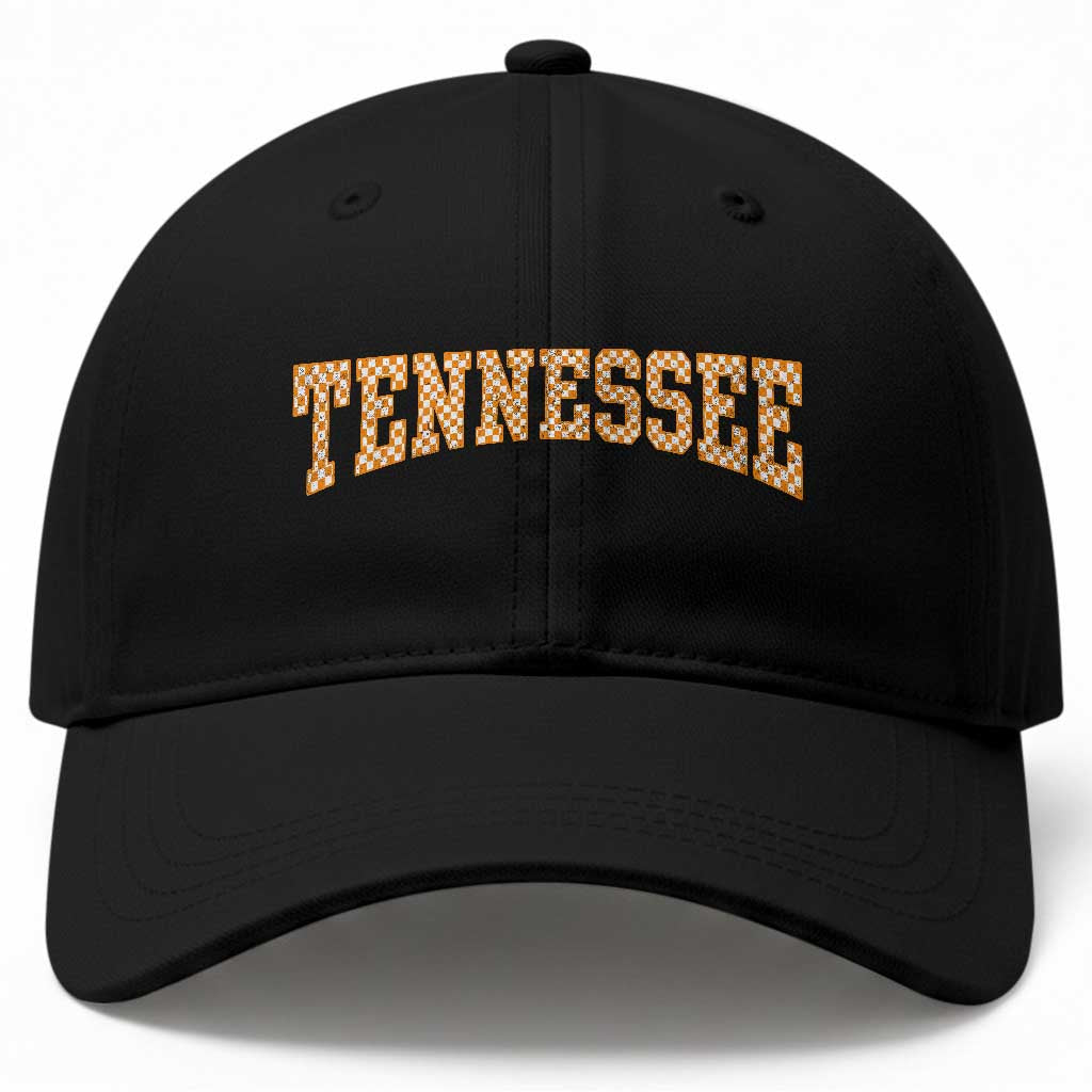 Tennessee Fan Baseball Cap Orange Retro Checkered Varsity TN State TS11 Print Your Wear