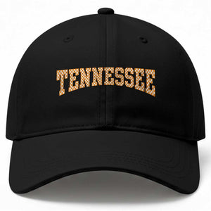 Tennessee Fan Baseball Cap Orange Retro Checkered Varsity TN State TS11 Print Your Wear
