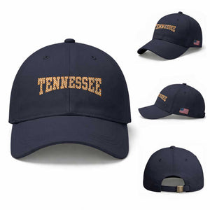 Tennessee Fan Baseball Cap Orange Retro Checkered Varsity TN State TS11 Baseball Cap Universal Fit Navy Print Your Wear