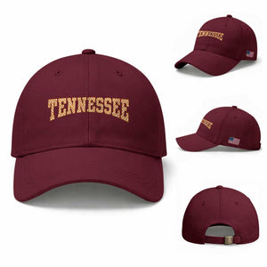 Tennessee Fan Baseball Cap Orange Retro Checkered Varsity TN State TS11 Baseball Cap Universal Fit Maroon Print Your Wear
