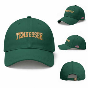 Tennessee Fan Baseball Cap Orange Retro Checkered Varsity TN State TS11 Baseball Cap Universal Fit Irish Green Print Your Wear
