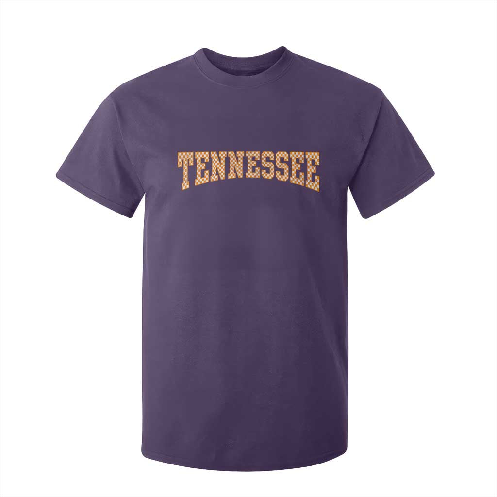 Tennessee Fan T Shirt For Kid Orange Retro Checkered Varsity TN State TS11 Purple Print Your Wear