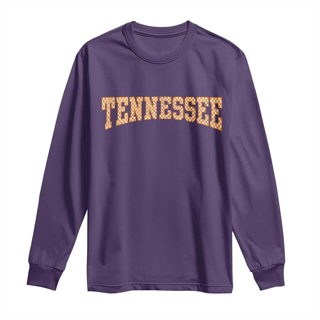 Tennessee Fan Long Sleeve Shirt Orange Retro Checkered Varsity TN State TS11 Purple Print Your Wear