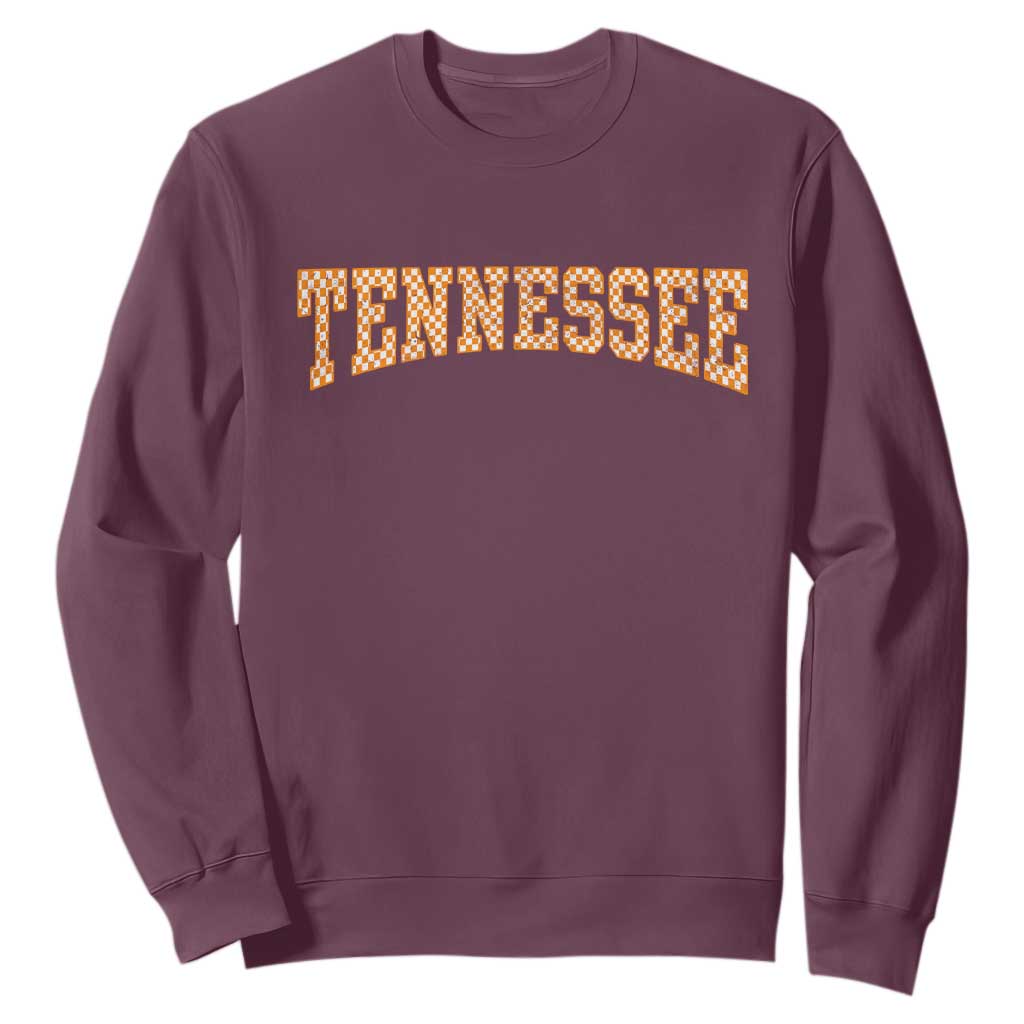 Tennessee Fan Sweatshirt Orange Retro Checkered Varsity TN State TS11 Maroon Print Your Wear