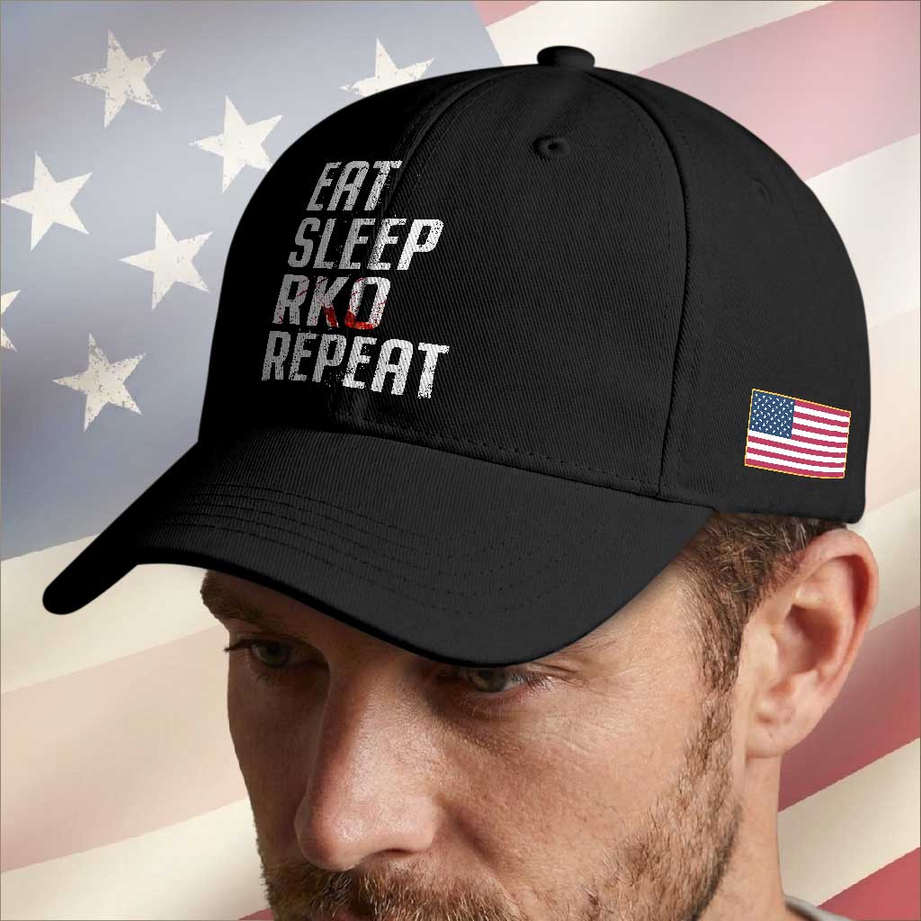 Eat Sleep RKO Repeat Baseball Cap Blood Stained TS11 Print Your Wear