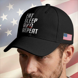 Eat Sleep RKO Repeat Baseball Cap Blood Stained TS11 Print Your Wear