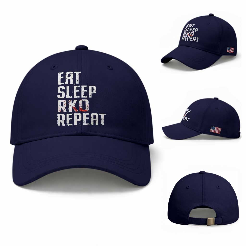 Eat Sleep RKO Repeat Baseball Cap Blood Stained TS11 Baseball Cap Universal Fit Dark Blue Print Your Wear