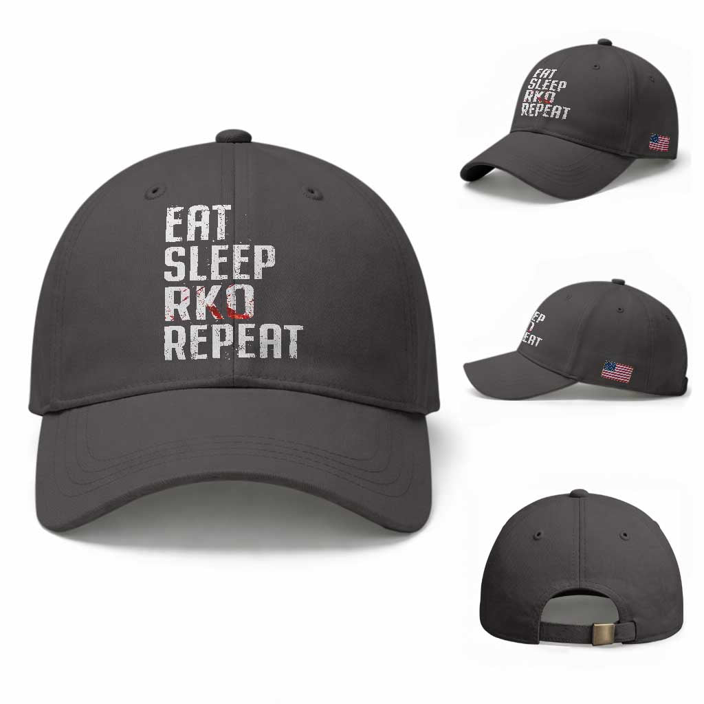 Eat Sleep RKO Repeat Baseball Cap Blood Stained TS11 Baseball Cap Universal Fit Dark Gray Print Your Wear