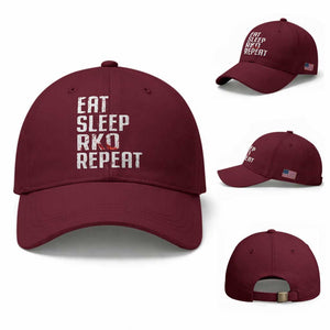 Eat Sleep RKO Repeat Baseball Cap Blood Stained TS11 Baseball Cap Universal Fit Maroon Print Your Wear